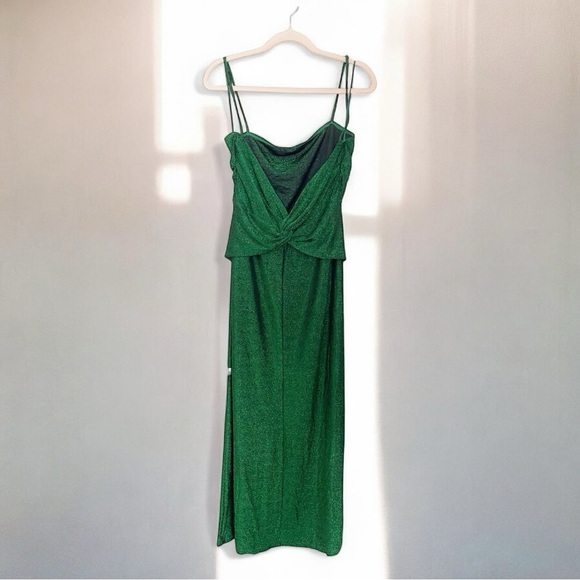 REFORMATION Breslin Midi Slip Dress Phthalo Green Minimalist Open Back Size XL - Picture 4 of 5